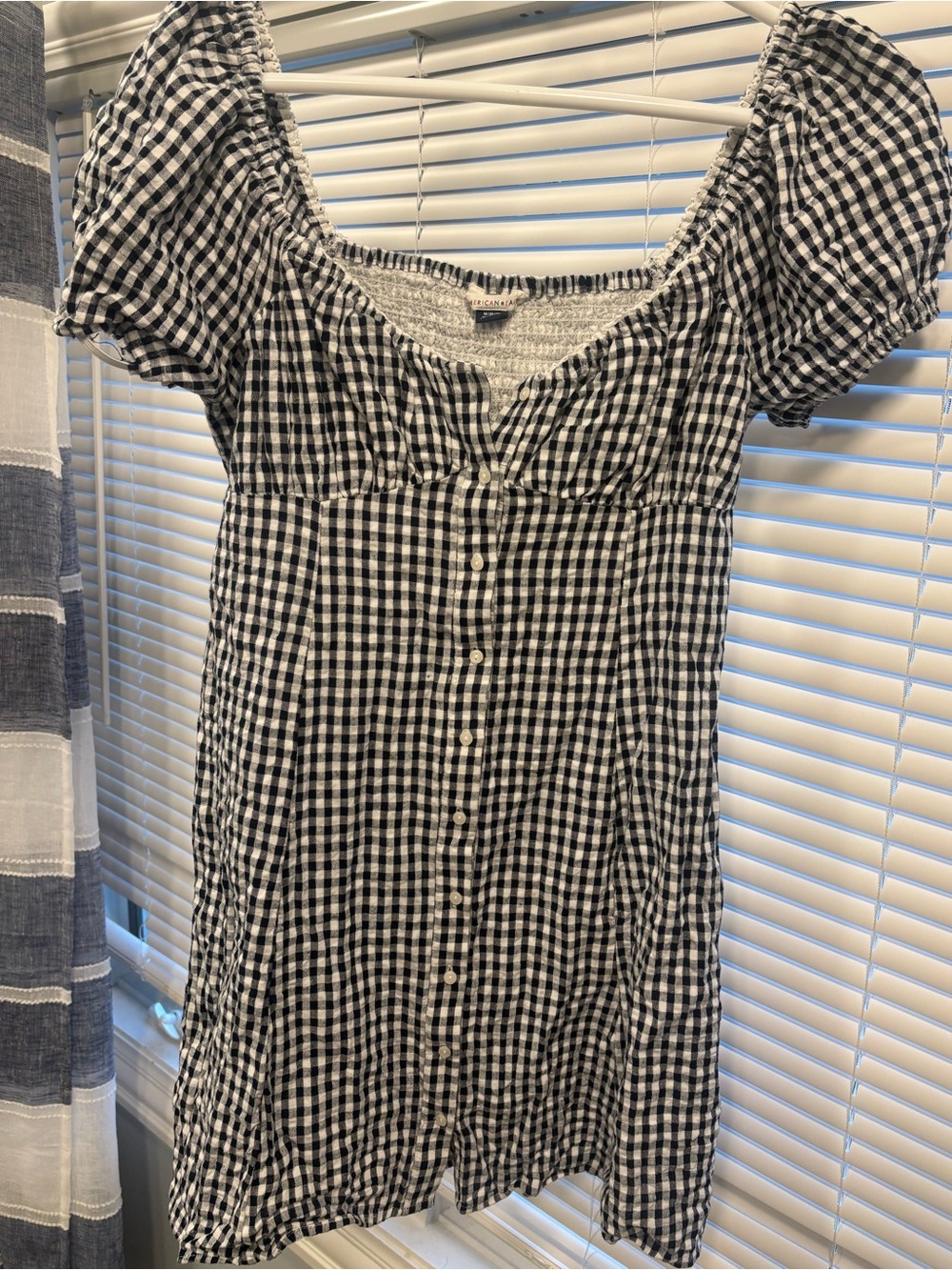 American Eagle Outfitters Black & White Gingham Button-Front Tunic